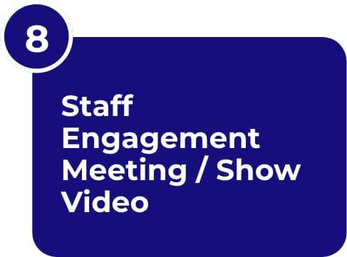 the words staff engagement meeting / show video